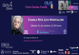 Charla Girls4STEM Family dedicada a Rita Levi-Montalcini orientada a público familiar.